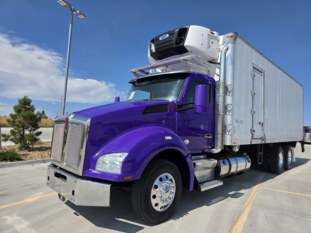 Purple Express truck on the road